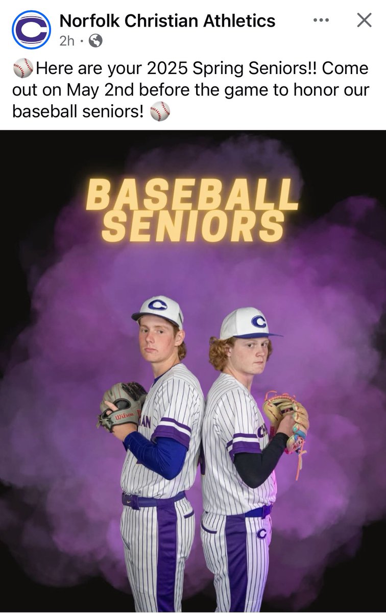 Norfolk Christian Baseball ⚾️ (@basencsball) on Twitter photo SENIOR DAY - Part 1 of 2:
At today’s game vs. StoneBridge, we honor <a href="/kaseybarcroft13/">Kaseybarcroft</a> & <a href="/colbyispayne/">Colby Payne</a>.
PITCHING:
#17 & #13 combined to throw nearly 2/3 of the season’s 139 IP.
Faced 425 batters
Threw more than 1400 pitches
Nearly 100 combined Ks
ERAs under 4.00
#warriors SENIOR DAY - Part 1 of 2:
At today’s game vs. StoneBridge, we honor <a href="/kaseybarcroft13/">Kaseybarcroft</a> & <a href="/colbyispayne/">Colby Payne</a>.
PITCHING:
#17 & #13 combined to throw nearly 2/3 of the season’s 139 IP.
Faced 425 batters
Threw more than 1400 pitches
Nearly 100 combined Ks
ERAs under 4.00
#warriors