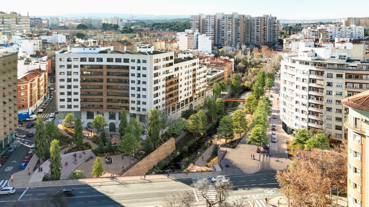 🌳El proyecto de transformación del #RíoHuerva, que encara ya la recta  final de su fase 1, supondrá la puesta en servicio de 8 parques: Tramo 1⃣  con 5 parques nuevos (12.400 m2