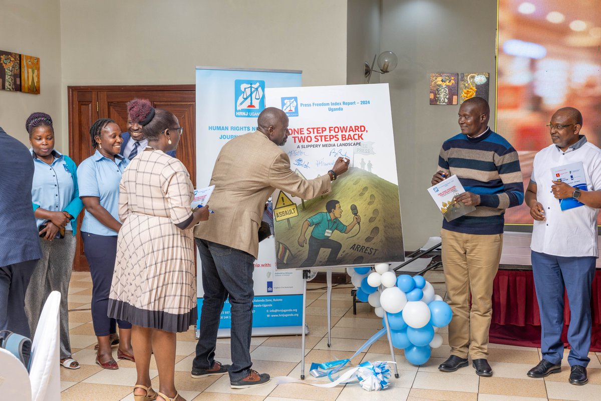 Capturing the “signing of the dummy copy” moment for the #HRNJPFI24 Report—each signature a pledge to uphold press freedom in Uganda! #PressFreedom #WorldPressFreedomDay