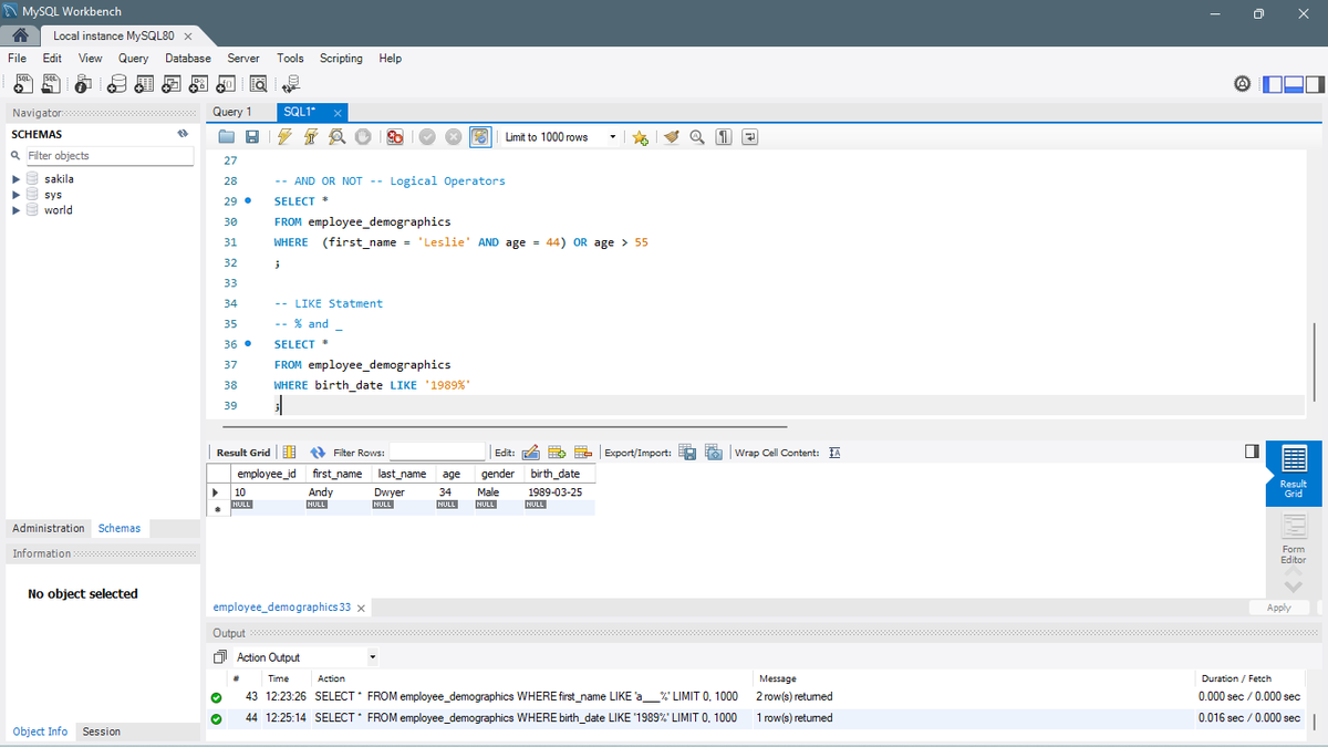 nwangangadan01's tweet image. Day 2/100  
Still on SQL!  
• Learned WHERE clause + logical operators  
• Explored LIKE statement &amp;amp; pattern matching  
Progress feels good 💻  
#100DaysOfLearning #SQL #DataAnalysis
