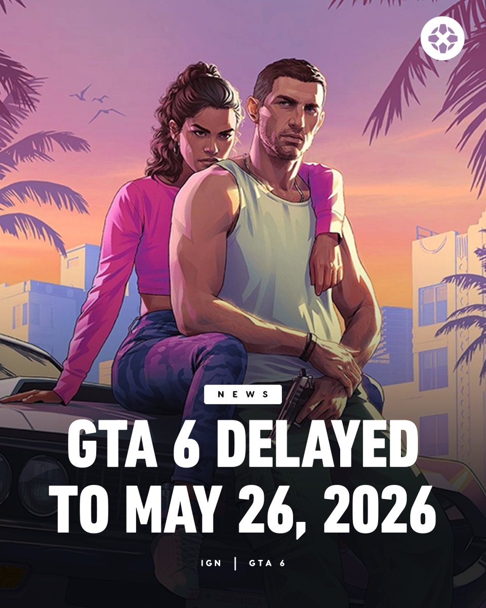 Rockstar has delayed the launch of GTA 6 to May 26, 2026. bit.ly/4lTd4Wd
