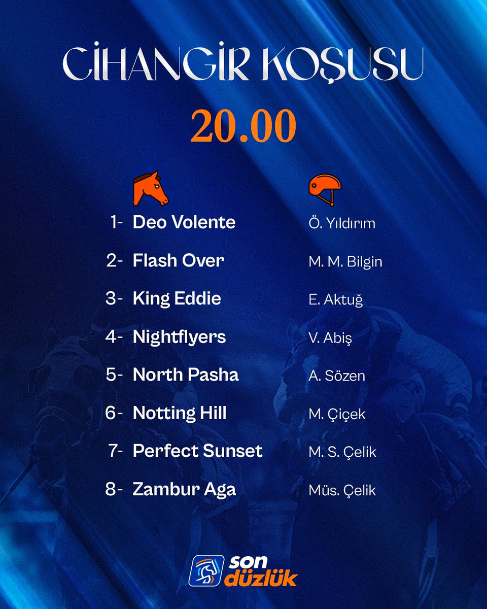 🏇 Erkek Tay Deneme Koşusu öncesi önemli safkanların yarışacağı Cihangir Koşusu, bu akşam 20.00'de yapılacak.

👀 1 numaralı Deo Volente'nin AGF oranı %70'i geçti.

Sence bu koşuda sürdirek favori Deo Volente mi yoksa sürpriz bir isim mi fotoyu önde geçecek?