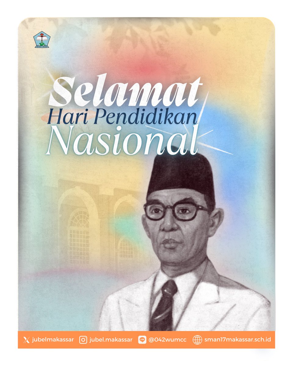 𝐇𝐚𝐫𝐢 𝐏𝐞𝐧𝐝𝐢𝐝𝐢𝐤𝐚𝐧 𝐍𝐚𝐬𝐢𝐨𝐧𝐚𝐥 𝟐𝟎𝟐𝟓📖
–––
Pendidikan membuka mata hati dan pikiran.

“Ing ngarsa sung tulada, ing madya mangun karsa, tut wuri handayani” -Ki Hajar Dewantara
–––
Pendidikan adalah kunci masa depan. Selamat Hardiknas 2025!