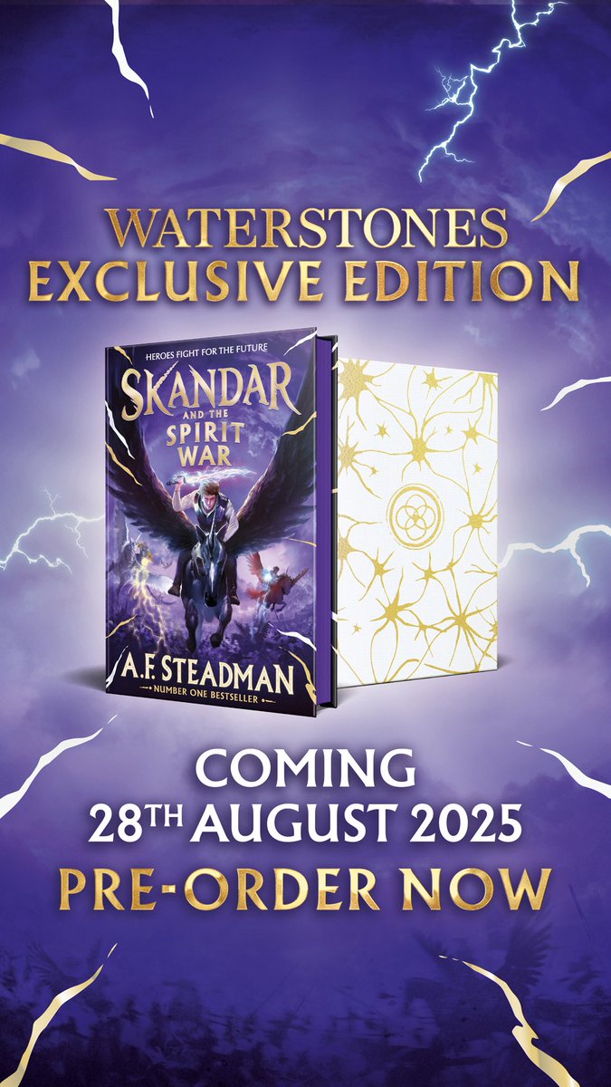 A.F. Steadman (@annabelwriter) on Twitter photo The gorgeous <a href="/Waterstones/">Waterstones</a> exclusive edition of Skandar and the Spirit War coming this August! What does it have?
π€ Spirit element gold foil design
β¨ Extra content
π£ Gorgeous purple sprayed edges
βοΈ Signed copies while stocks last
Pre-order here waterstones.com/book/skandar-5β¦ The gorgeous <a href="/Waterstones/">Waterstones</a> exclusive edition of Skandar and the Spirit War coming this August! What does it have?
π€ Spirit element gold foil design
β¨ Extra content
π£ Gorgeous purple sprayed edges
βοΈ Signed copies while stocks last
Pre-order here waterstones.com/book/skandar-5β¦