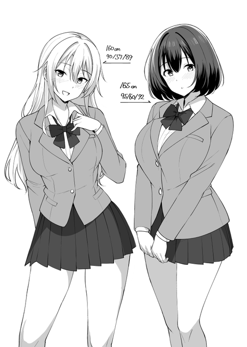 漫画用キャラデザ。多分描いてるうちに色々変わる 