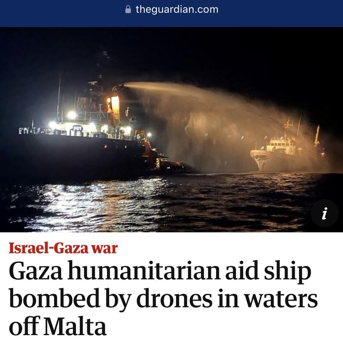 Israele ha compiuto un attentato terrorista contro una nave civile vicino a Malta, che cercava di portare cibo/medicine ai bambini affamati di Gaza.
Il Ministro della Difesa🇮🇱 ha minacciato di utilizzare tali navi per l'espulsione di massa/ pulizia etnica dei palestinesi da Gaza.