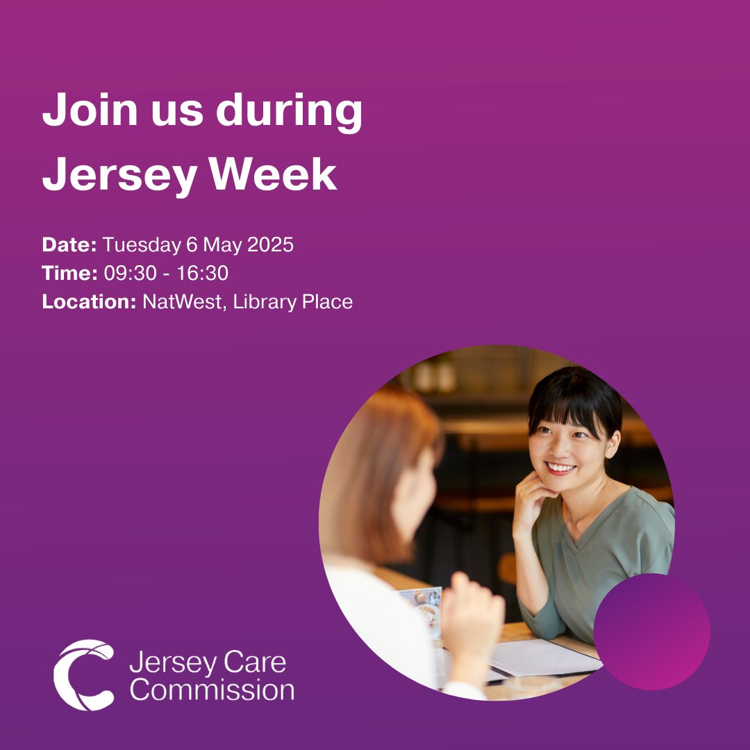 Jersey Care Commission (@jerseycarecomm) on Twitter photo On 6 May as part of #JerseyWeek, our Regulation Officers, Linzi Mudge and Eleanor Burrell will be at NatWest Library Place meeting with service providers, service users and members of the public carecommission.je On 6 May as part of #JerseyWeek, our Regulation Officers, Linzi Mudge and Eleanor Burrell will be at NatWest Library Place meeting with service providers, service users and members of the public carecommission.je