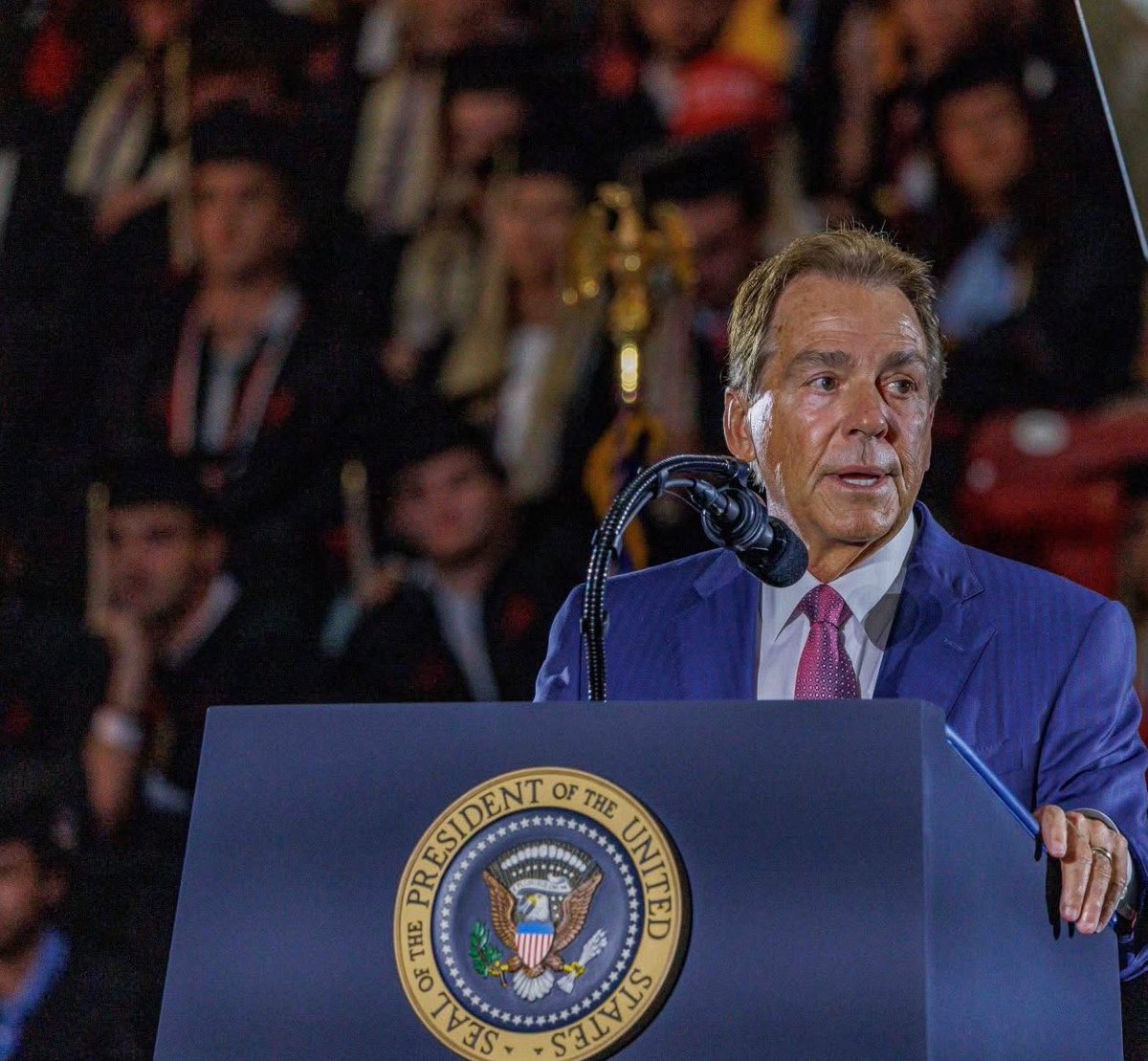 This is the image people saw in their head as they wrote in Nick Saban for President