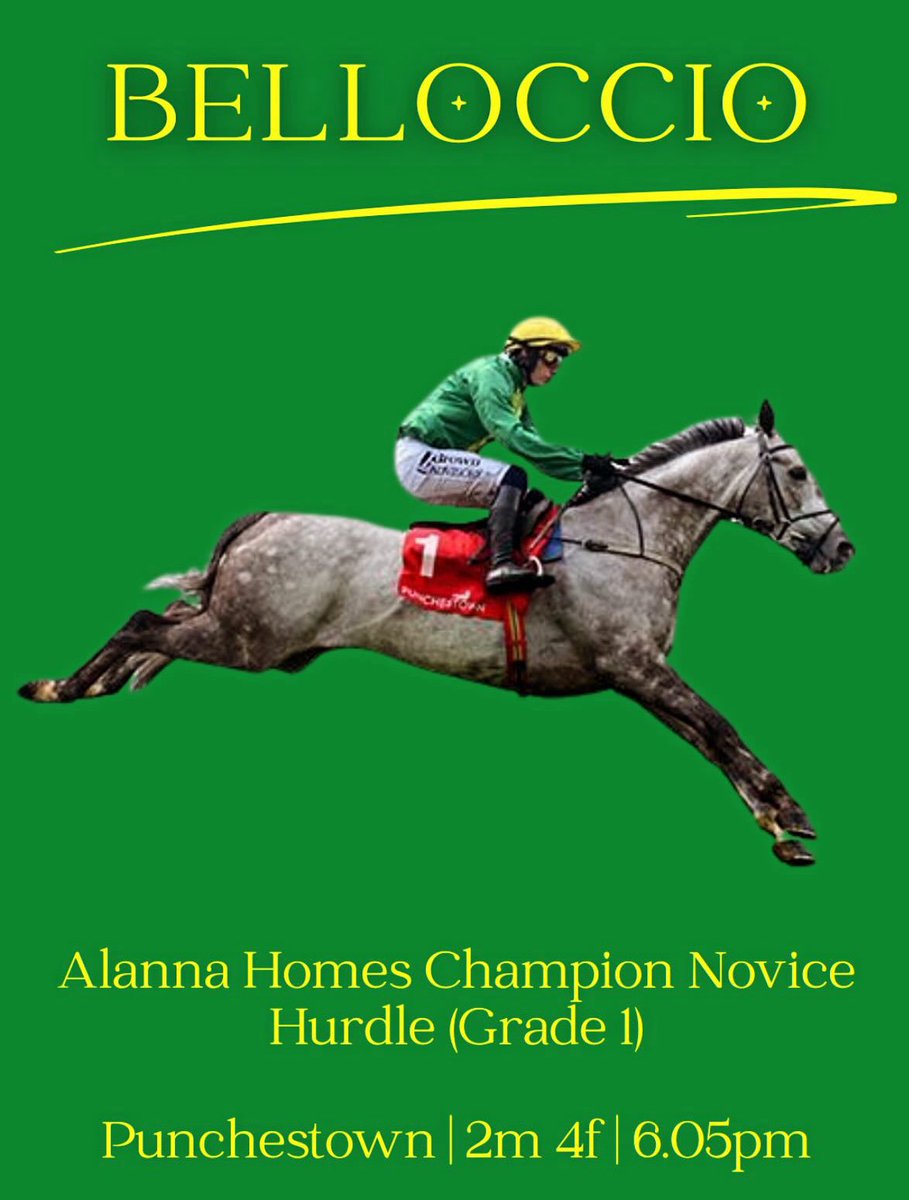 ThurloeThoroughbreds (@thurloethbreds) on Twitter photo We are very excited to have BELLOCCIO running in the Grade 1 Chanpion Novice Hurdle <a href="/punchestownrace/">Punchestown</a> with the mighty <a href="/rachaelblackmor/">Rachael Blackmore</a> on board βοΈπ€π»
Good luck team <a href="/WillieMullinsNH/">Willie Mullins</a> πͺπ» <a href="/agentbloodstock/">Highflyer Bloodstock</a> We are very excited to have BELLOCCIO running in the Grade 1 Chanpion Novice Hurdle <a href="/punchestownrace/">Punchestown</a> with the mighty <a href="/rachaelblackmor/">Rachael Blackmore</a> on board βοΈπ€π»
Good luck team <a href="/WillieMullinsNH/">Willie Mullins</a> πͺπ» <a href="/agentbloodstock/">Highflyer Bloodstock</a>