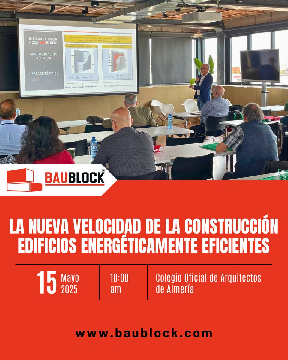 🚀 Baublock presenta: La nueva velocidad de la construcción 
📆 16 mayo 
🕐 10:00 h 
🏗️ Eficiencia, industrialización y sorteo final  eventos.infoconstruccion.es/almeria2025#Ba… #ArquitecturaSostenible #Almeria #Arquitectos
