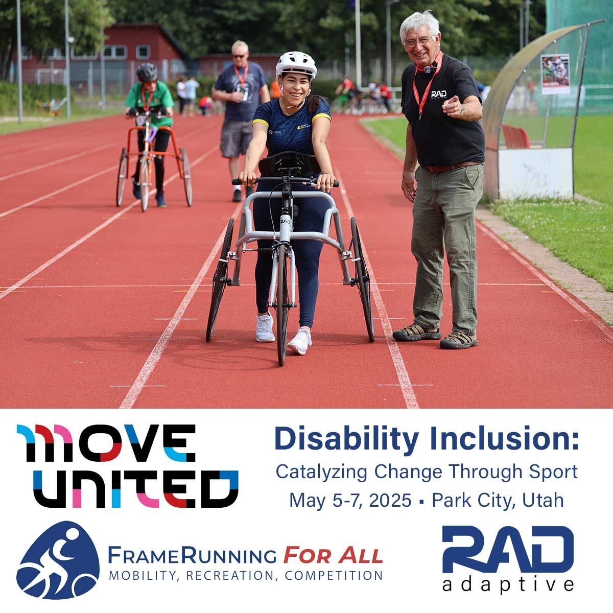 FrameRunningUSA's tweet photo. FrameRunning for ALL &amp; RAD Adaptive will be at the 2025 Move United Education Conference, May 5-7 in Park City, UT. We'll have a variety of running frames &amp; adaptive cycling equipment. See how we are working to make athletics &amp; mobility accessible for ALL!
https://t.co/9yRgKJUiMe https://t.co/p5jHyMbPRL
