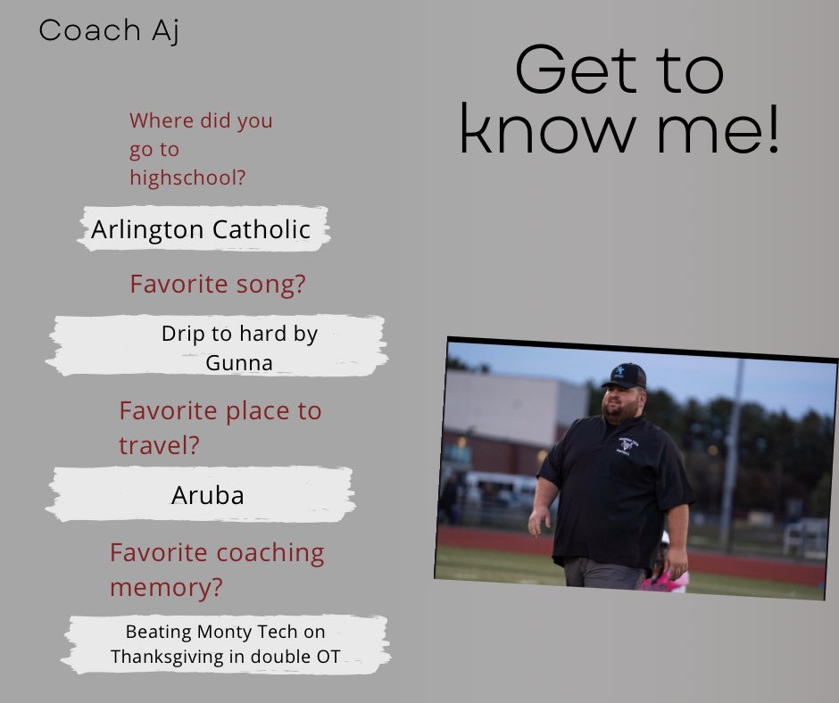 Assistant coaches week! 

Coach AJ Tello has been with the Vikings for the past four seasons as our defensive line coach. 

His attitude and attention to detail has helped our defensive line become a staple of our defense for years. 

We thank you Coach for your dedication!