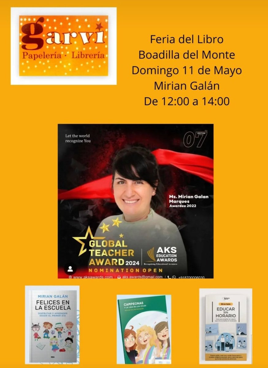 El domingo 11 de mayo estaré en la Feria del libro de Boadilla del Monte de 12h a 14h firmando mis tres libros y disfrutando de una mañana super divertida junto a escritores maravillosos.

Gracias Papeleria Garvi 💖