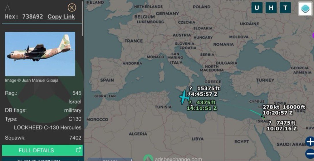 Dados dos sites de monotoramento de voo FR24 e abaixo RadarBox.