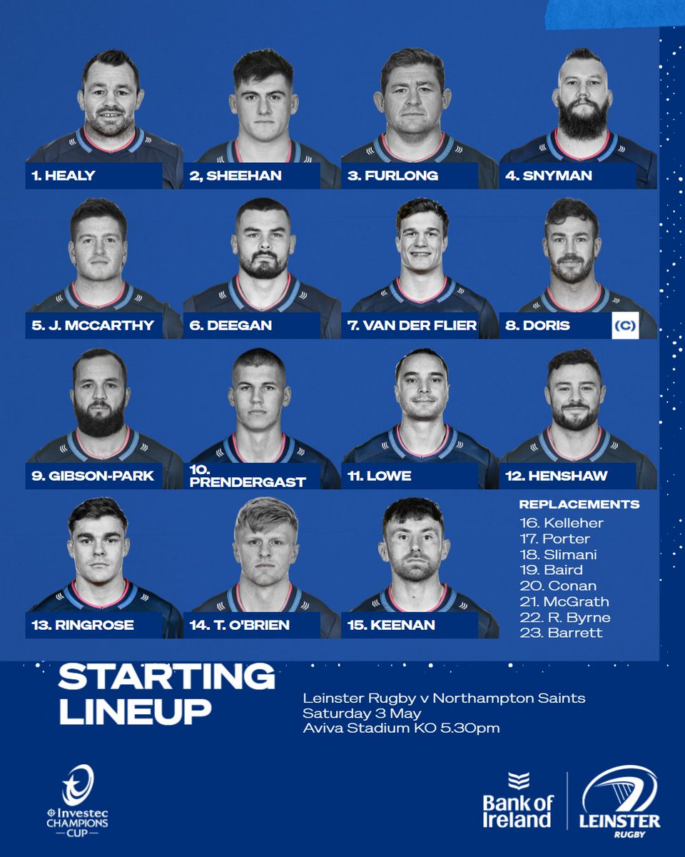 Your Leinster Rugby team is in. 👊

#LEIvNOR #NeverLessThanEverything