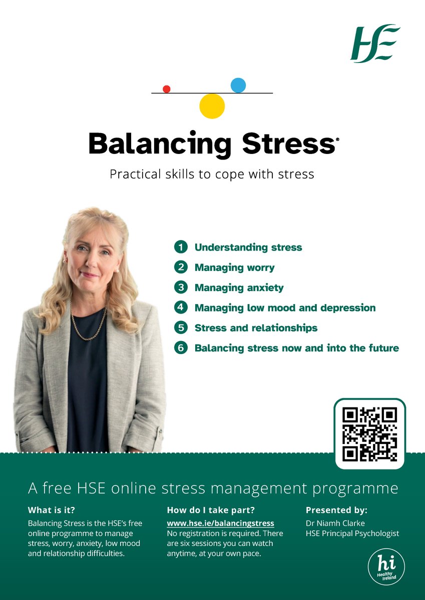 HSE National Office for Suicide Prevention (NOSP) (@nospireland) on Twitter photo Today <a href="/HsehealthW/">HSE Health & Wellbeing</a> launched the new Balancing Stress Programme.
This is a new, free online resource to help people to manage stress using practical, evidence-based tools and exercises. Anyone can do the programme any time and at their own pace.
Congratulations to all involved in Today <a href="/HsehealthW/">HSE Health & Wellbeing</a> launched the new Balancing Stress Programme.
This is a new, free online resource to help people to manage stress using practical, evidence-based tools and exercises. Anyone can do the programme any time and at their own pace.
Congratulations to all involved in