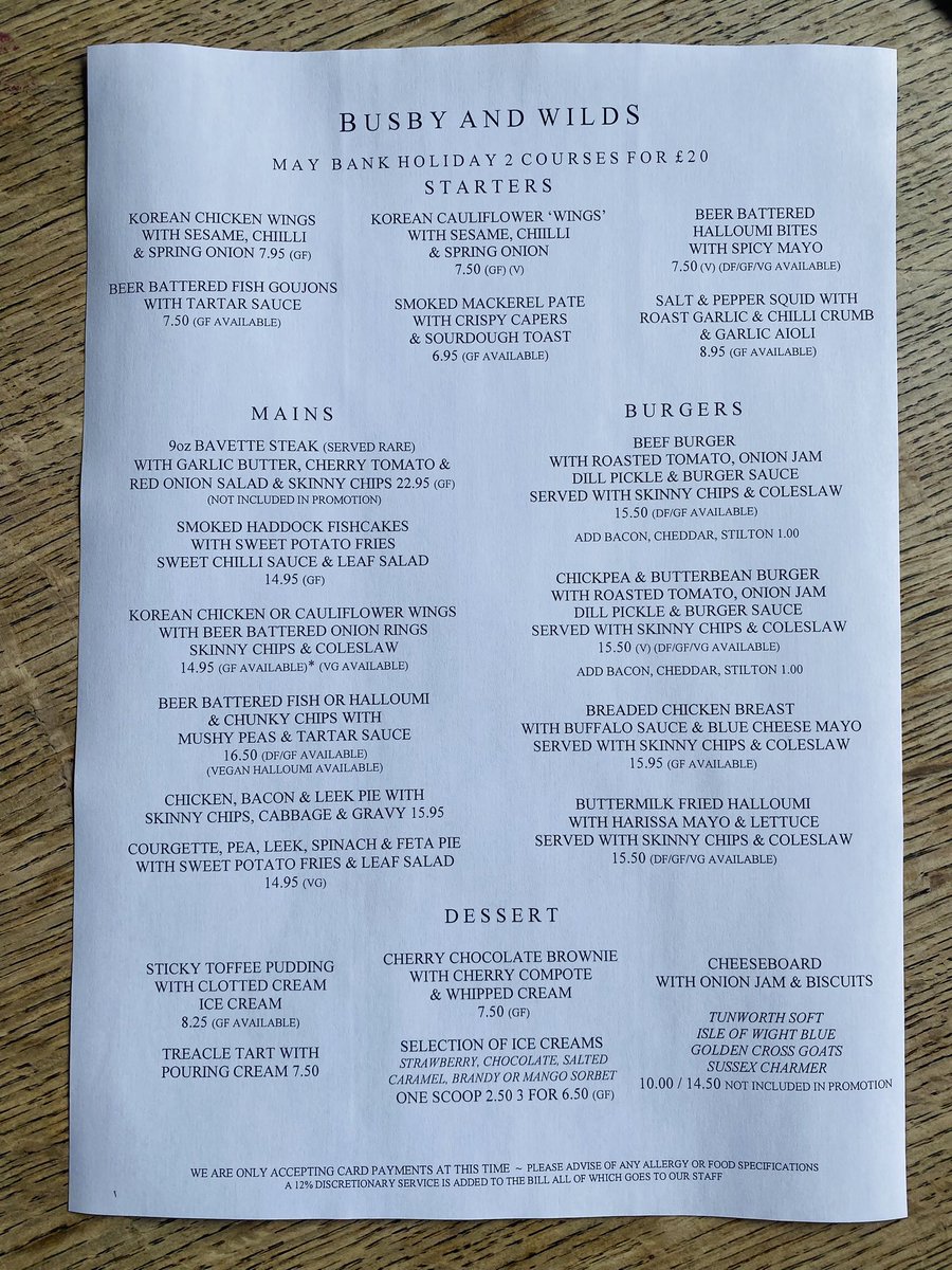 This weekend at B&amp;W we will be offering 2 courses for £20 on our ala carte menu. 
May has been horrificly and horrifyingly quiet for us for 13 years and it’s not looking any different this year.
So if you’d like a delicious, locally sourced, freshly prepared meal.