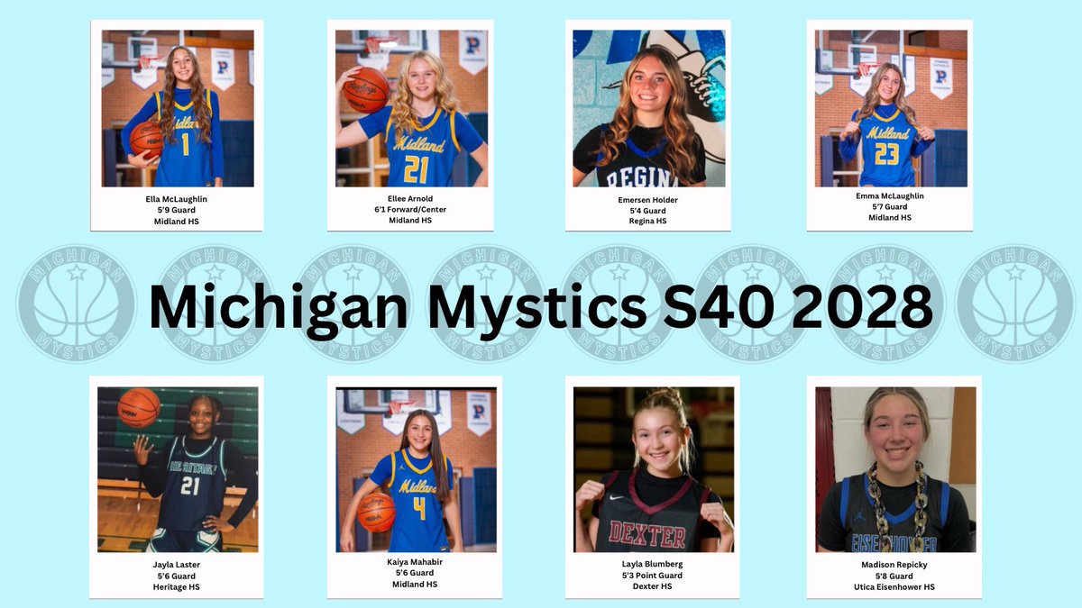Michigan Mystics S40 2028 (@2028mystics) on Twitter photo After a great showing last weekend these girls return for a great in state <a href="/MImystics/">Michigan Mystics</a> tourney at grand valley state. Come and check them out.
#dawgsquad
<a href="/ellee21arnold/">Ellee Arnold</a> <a href="/macdouble2028/">Ella/Emma McLaughlin</a> <a href="/Blumberglayla/">Layla Blumberg</a>
<a href="/KaiyaMahabir/">Kaiya Mahabir</a>
<a href="/Jayla38792643/">Jayla Laster</a>
<a href="/MadisonRepicky/">Madison Repicky</a>
<a href="/PGHMichigan/">Prep Girls Hoops Michigan</a> <a href="/MichHSBball/">Mich HS Bball</a> After a great showing last weekend these girls return for a great in state <a href="/MImystics/">Michigan Mystics</a> tourney at grand valley state. Come and check them out.
#dawgsquad
<a href="/ellee21arnold/">Ellee Arnold</a> <a href="/macdouble2028/">Ella/Emma McLaughlin</a> <a href="/Blumberglayla/">Layla Blumberg</a>
<a href="/KaiyaMahabir/">Kaiya Mahabir</a>
<a href="/Jayla38792643/">Jayla Laster</a>
<a href="/MadisonRepicky/">Madison Repicky</a>
<a href="/PGHMichigan/">Prep Girls Hoops Michigan</a> <a href="/MichHSBball/">Mich HS Bball</a>