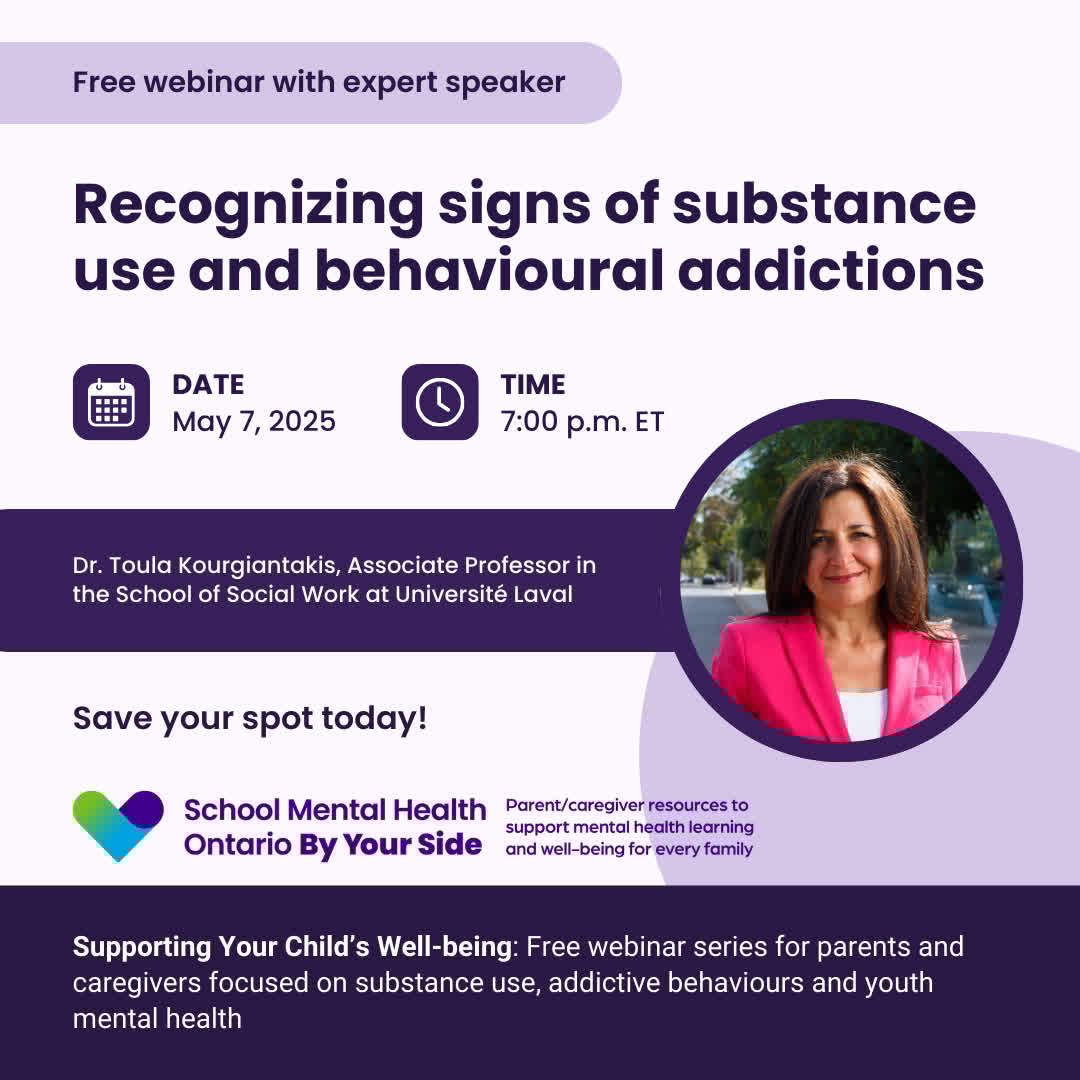 Join us next week at the second of five webinars for Ontario parents/caregivers! This session features expert presenter Dr. Toula Kourgiantakis and will focus on recognizing the signs of substance use and addictive behaviours. Register today!
eventbrite.ca/e/supporting-y…