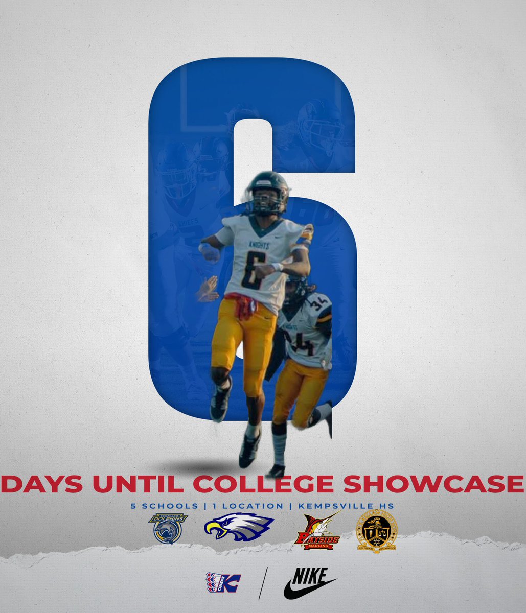 darrylrvealsr's tweet photo. 6days till go time. College Showcase at @KempsvilleFB . 5 teams will be there with loads of talent for all coaches to see. Get here! #Hunt #TheVille #Tomahawkstrong  @KempsvilleFB https://t.co/rTy8XXG1BN