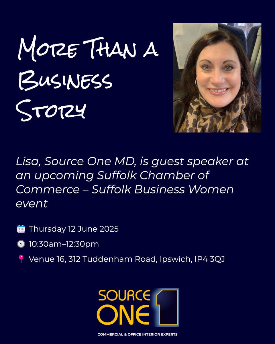 Source One Interiors (@1sourceone) on Twitter photo Weโre so proud of our MD, Lisa Lewis! ๐ Sheโll be guest speaker at the @SuffolkChamber Business Women event: In Conversation: The Power of Resilience in Leadership & Life
๐ 12 June | Ipswich
๐ ยฃ30/ยฃ45 +VAT
โResilience is about showing up + staying real.โ
<a href="/suffolkchamber/">Suffolk Chamber of Commerce</a> Weโre so proud of our MD, Lisa Lewis! ๐ Sheโll be guest speaker at the @SuffolkChamber Business Women event: In Conversation: The Power of Resilience in Leadership & Life
๐ 12 June | Ipswich
๐ ยฃ30/ยฃ45 +VAT
โResilience is about showing up + staying real.โ
<a href="/suffolkchamber/">Suffolk Chamber of Commerce</a>