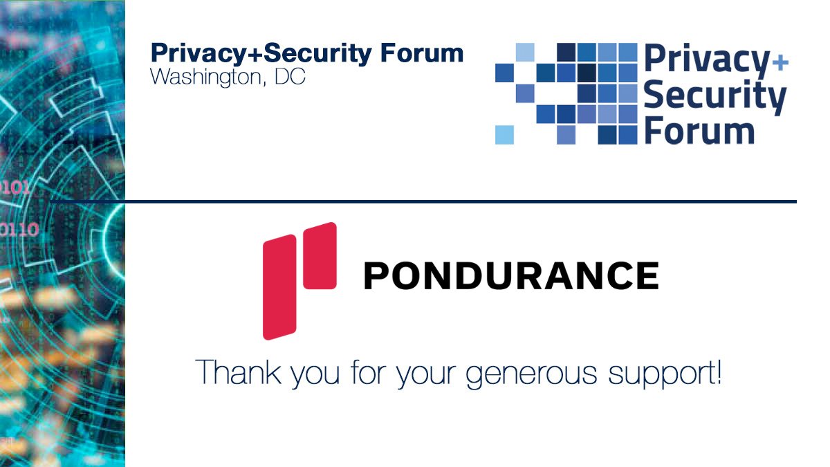 Privacy + Security Academy (@privsecacademy) on Twitter photo Thanking Pondurance for sponsoring the Privacy + Security Forum, May 7-9, 2025. Register: bit.ly/34nInA7 #privacy #infosec #GDPR #CCPA <a href="/pondurance/">Pondurance</a> Thanking Pondurance for sponsoring the Privacy + Security Forum, May 7-9, 2025. Register: bit.ly/34nInA7 #privacy #infosec #GDPR #CCPA <a href="/pondurance/">Pondurance</a>