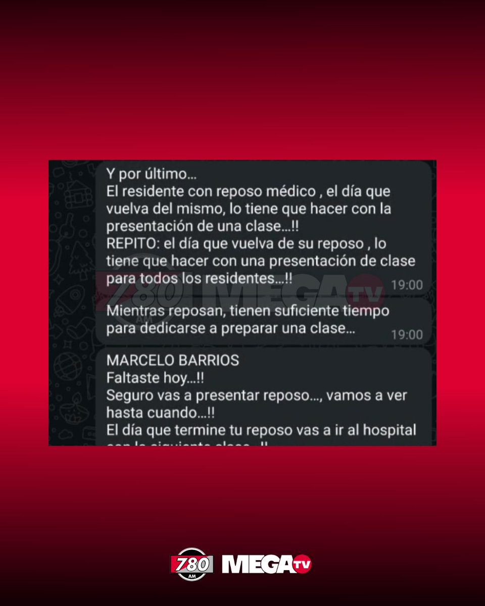780AM's tweet photo. CHATS DE GRUPO DE MÉDICOS RESIDENTES REVELA LA PRESIÓN A LA QUE SON SOMETIDOS😳

 #780am @Megatv_py