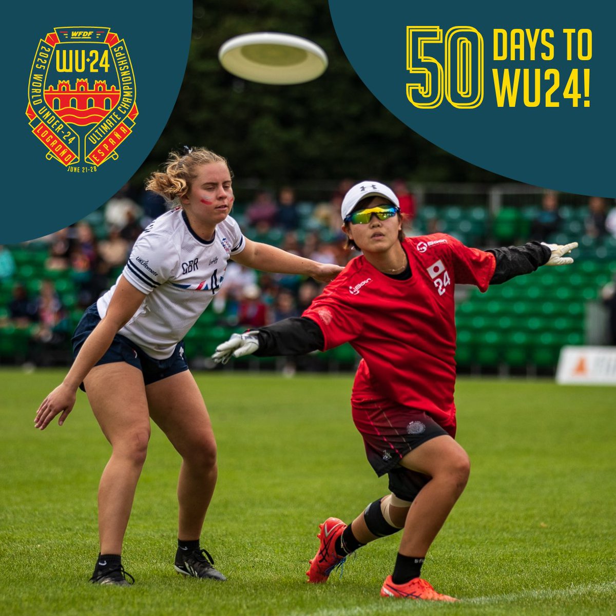 🔥 5️⃣0️⃣ DAYS TO <a href="/wfdf_wu24/">WFDF</a>! 🔥
In just 50 days, the world’s best young athletes take the field in Logroño, Spain for the 2025 WFDF World Under-24 Ultimate Championships. 🌍🥏🏆🇪🇸 
Who’s ready to make history? 💥
#WFDF #WU24 #UltimateFrisbee #RoadToLogroño