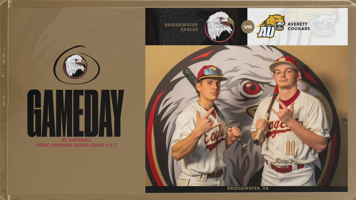 Bridgewater Eagles (@bcathletics) on Twitter photo Postseason GAMEDAY for <a href="/BwaterBaseball/">Bridgewater Baseball</a>!!!⚾️
🆚No. 6 Averett
⌚️11 AM/2:30 PM
🏟️Bridgewater Baseball Field
📍Bridgewater, Va.
📈 tinyurl.com/2p7svw8c
📺 tinyurl.com/59dzdbz9
#BleedCrimson #GoForGold Postseason GAMEDAY for <a href="/BwaterBaseball/">Bridgewater Baseball</a>!!!⚾️
🆚No. 6 Averett
⌚️11 AM/2:30 PM
🏟️Bridgewater Baseball Field
📍Bridgewater, Va.
📈 tinyurl.com/2p7svw8c
📺 tinyurl.com/59dzdbz9
#BleedCrimson #GoForGold