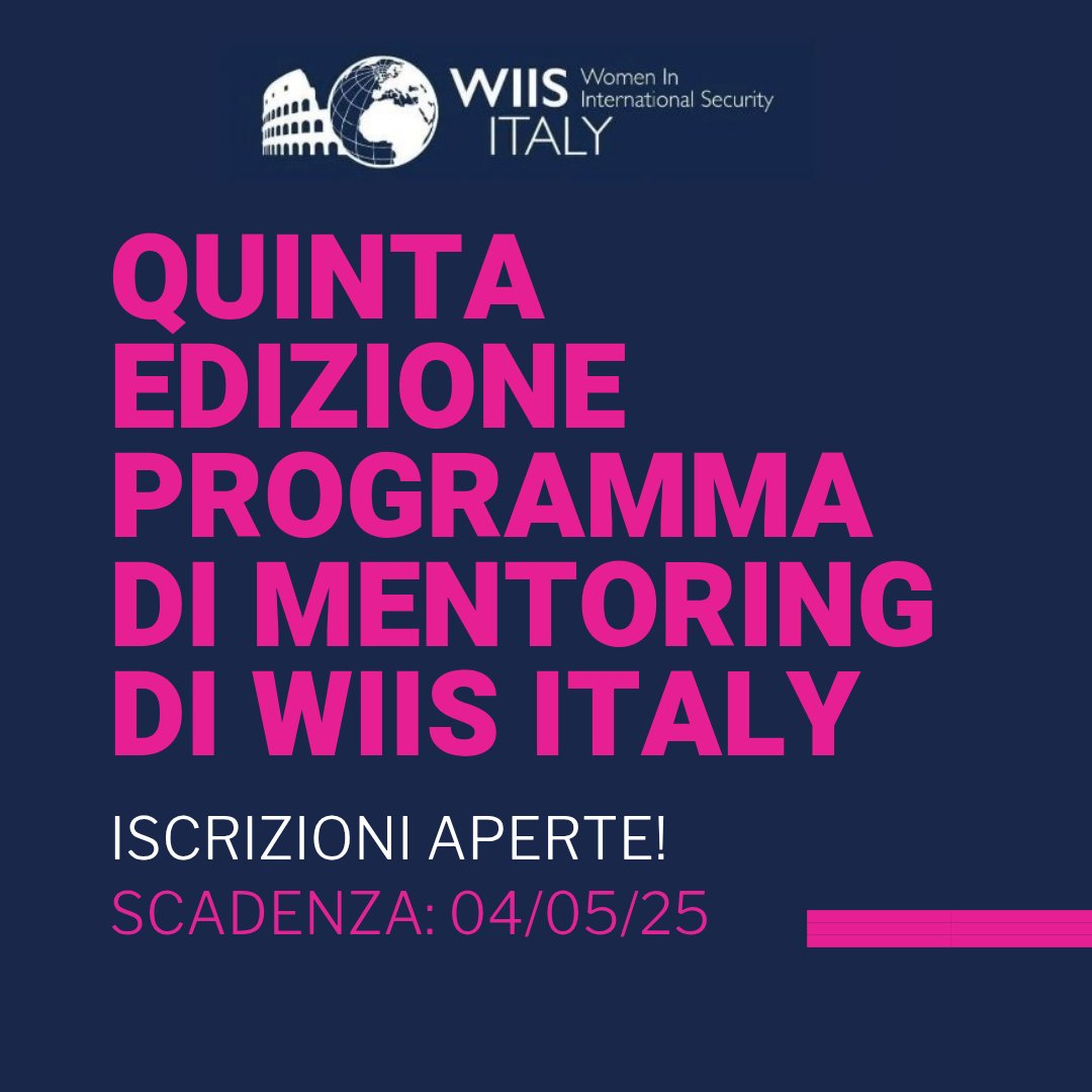 WIISItaly's tweet photo. 🚨 Ultimi giorni per candidarsi alla V edizione del Programma di #Mentoring di #WIISItaly! 🚨
📨 Manda la tua candidatura entro il 04/05/25, non perdere questa opportunità! ✨
#GlobalWomenLeaders
#WomenSupportingWomen https://t.co/YDvXiW1YUh