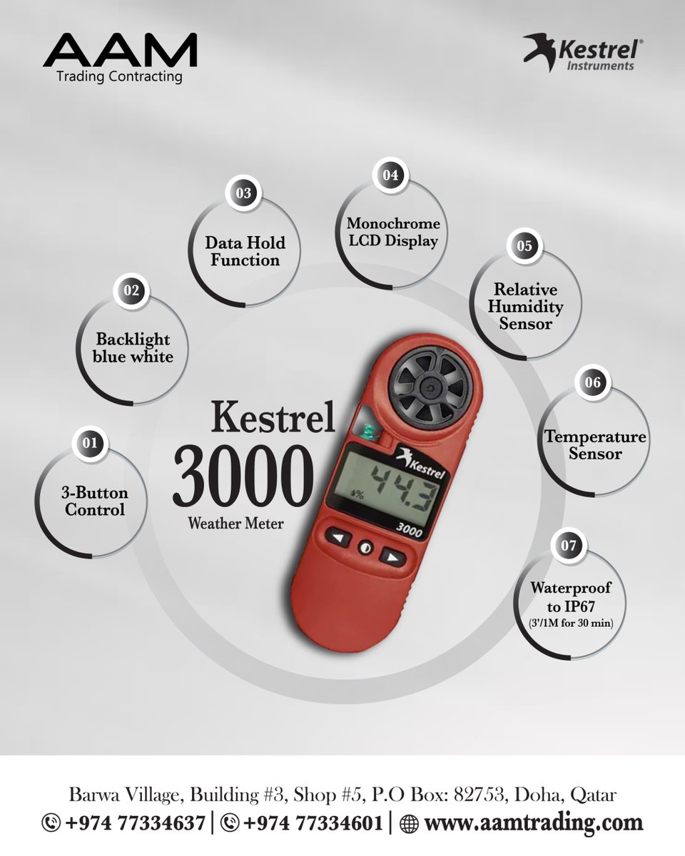 aam__trading's tweet image. Whether you&apos;re pushing limits on the field or battling flames in the wild, the Kestrel 3000 Pocket Weather Meter is your silent partner in safety. 

#kestrel300 #weathermeter #aamtrading #qatar #dohaqatar