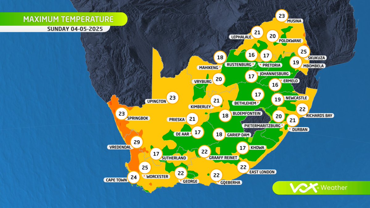 WEATHER MAPS for this WEEKEND – 02 May 2025

For a more in-detail forecast watch Meteorologist Anette Botha LIVE at 6pm on Vox Weather

#Voxweather #coldfront #cold