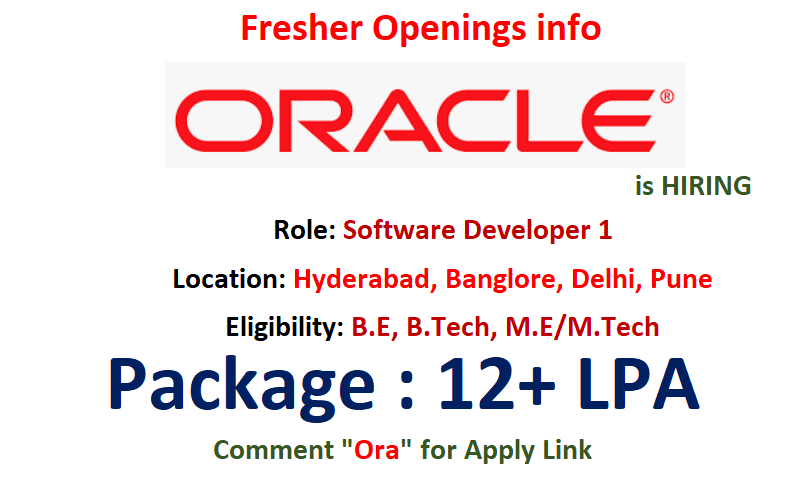 softwareduniyas's tweet photo. Oracle is hiring #Freshers for #Software Developer 1.
Location: #Hyderabad, #Banglore, #Delhi, #Pune
Link: https://t.co/U89uPWgK8g
#Oracle #ITSoftware https://t.co/iDt7q1MECR