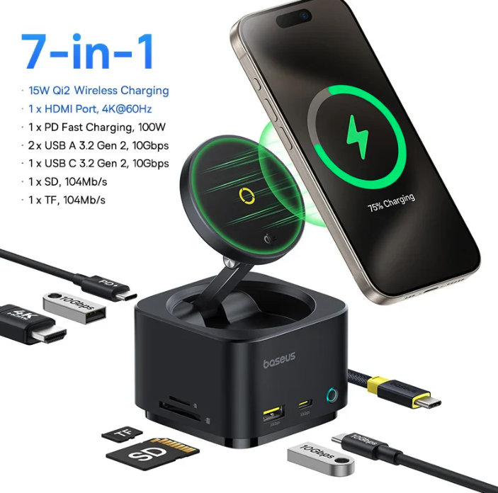 technessen126's tweet photo. 🎯 Transforme seu setup com o Baseus USB-C Hub Magnético! 📷
📷 6 em 1: HDMI 4K, carga PD 100W, USB 3.0, leitores SD/TF e entrada de áudio 3,5mm.
📷 Design Magnético: Fixação segura para um visual limpo e organizado.

https://t.co/XovBvoQ9rS https://t.co/NcjXr1InEN