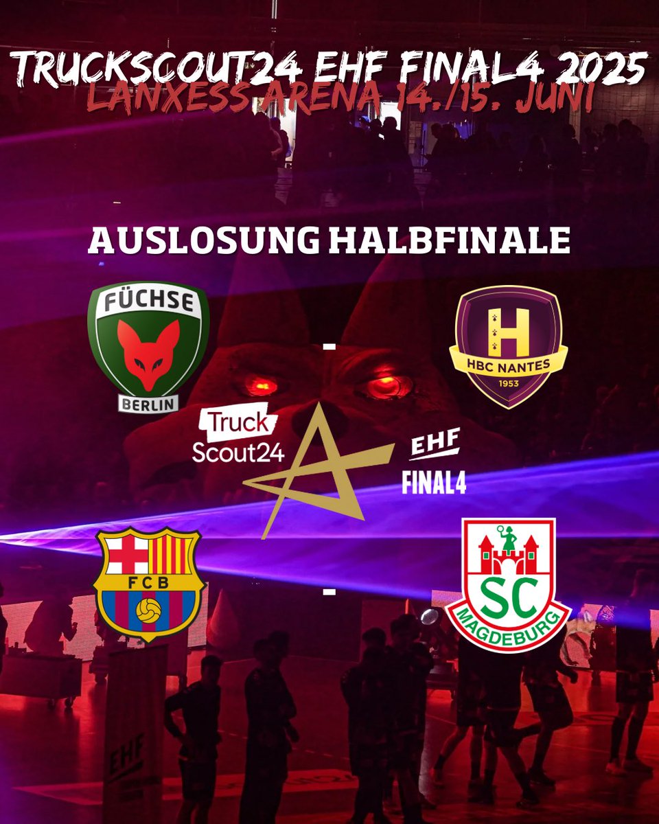 FuechseBerlin's tweet image. Halbfinale der @ehfcl steht ❗️
Wir treffen in Köln auf den HBC Nantes 🦊 Anpfiff der Partie ist am 14. Juni um 15 Uhr. Im 2. Halbfinale treffen der FC Barcelona und der SC Magdeburg aufeinander. 

#unserrevier #fuechse #berlin #ehfcl #DareToRise #CLM #final4