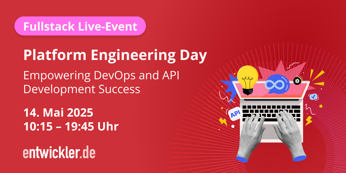 🚀 Raus aus dem Projektfrust!
Am 14. Mai ist Platform Engineering Day – mit Kris Buytaert, Mark Boyd &amp; mehr.
DevEx verbessern, Abhängigkeiten lösen, mehr Zeit fürs Coden.
Sei online dabei👉 entwickler.de/live-events/pl…