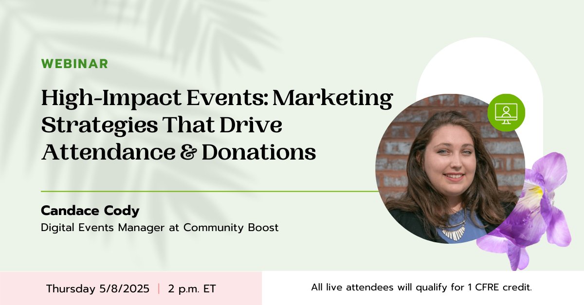 bloomerangTech's tweet photo. 🚨 Don’t miss this! On May 8 @ 2 PM ET, join Candace Cody for a #webinar to transform your #nonprofit events! 🎉
💡 Learn proven marketing strategies
🤝 Turn attendees into supporters
👉 Register now! https://t.co/RFLskO40BJ
#NonprofitEvents #FundraisingTips #EventMarketing https://t.co/0HsP2L3jba