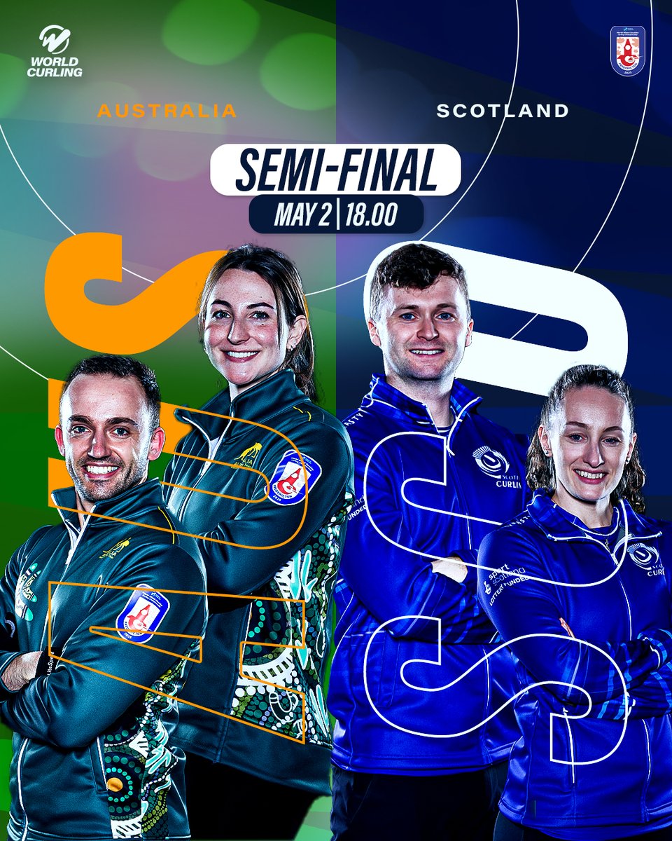 Semi-finals are set at the World Mixed Doubles! 

👉🏻 Italy v Estonia
👉🏻 Australia v Scotland 

Watch the games live on The Curling Channel: curlingchannel.tv 🔗 #WMDCC