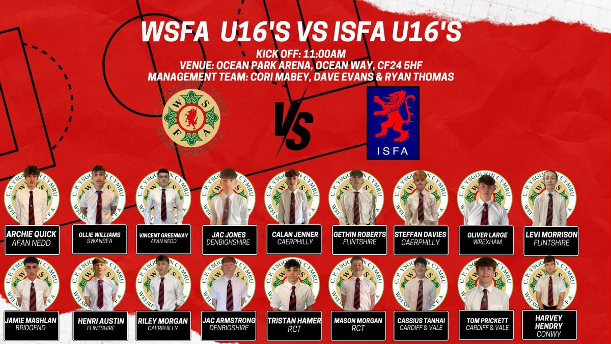 WSFA_InterAssoc's tweet photo. 🏴󠁧󠁢󠁷󠁬󠁳󠁿v 🏴󠁧󠁢󠁥󠁮󠁧󠁿
Good luck to the U16s and U14s boys as they face England Independent Schools on Monday @oceanparkarena 
#schoolcountycountry https://t.co/gfx1iHSmQm