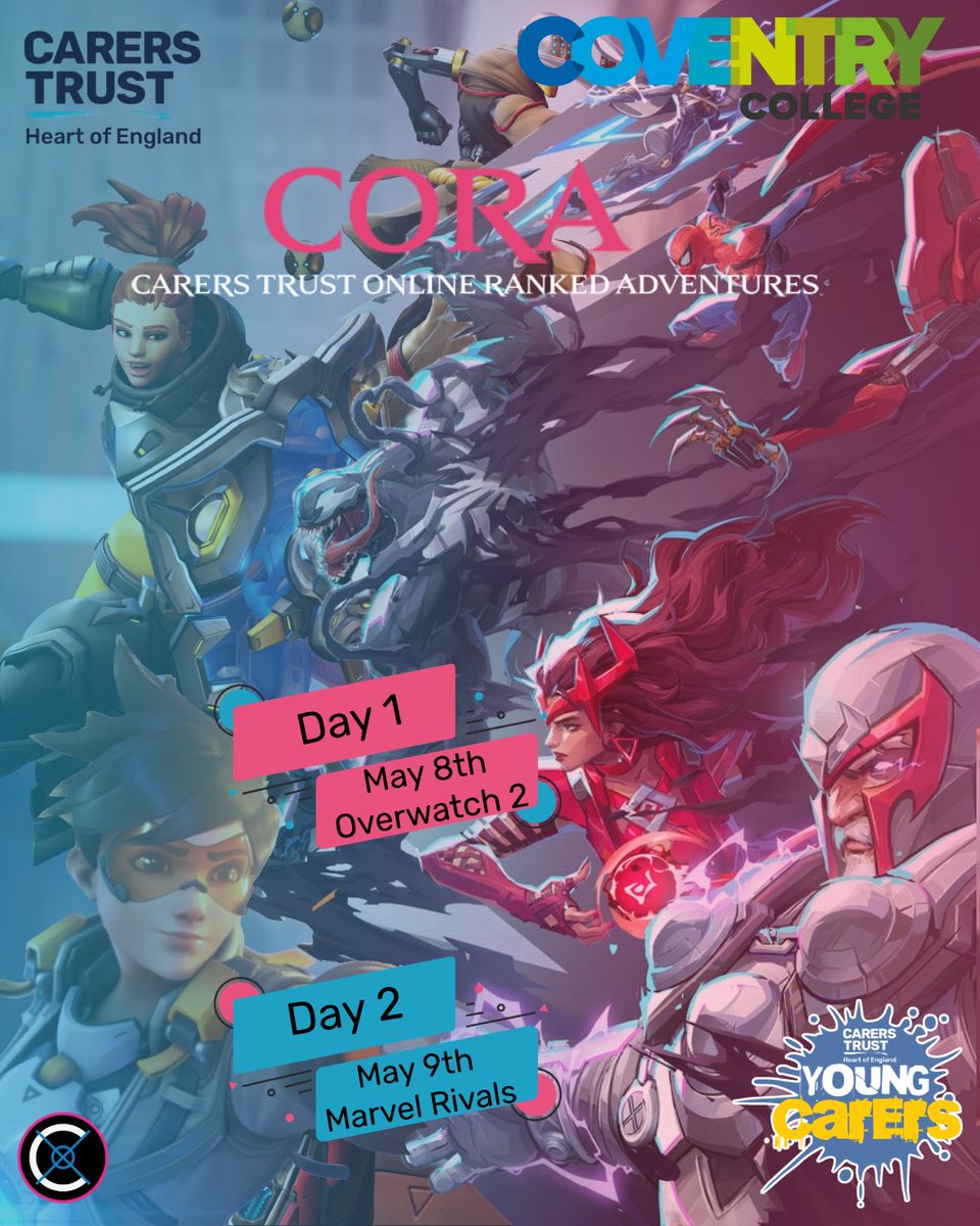 Coventry Crosshairs (@ccrosshairs) on Twitter photo 🎺CALLING ALL PLAYERS🎺On the 8th + 9th May, CORA will be taking place at <a href="/coventrycollege/">Coventry College</a> in association with <a href="/CarersTrust/">Carers Trust</a> and we couldn't be more excited!
Follow the link here to donate to a great cause! justgiving.com/campaign/cora
#CORA #CTHofE #MakeItCoventryCollege #Community 🎺CALLING ALL PLAYERS🎺On the 8th + 9th May, CORA will be taking place at <a href="/coventrycollege/">Coventry College</a> in association with <a href="/CarersTrust/">Carers Trust</a> and we couldn't be more excited!
Follow the link here to donate to a great cause! justgiving.com/campaign/cora
#CORA #CTHofE #MakeItCoventryCollege #Community