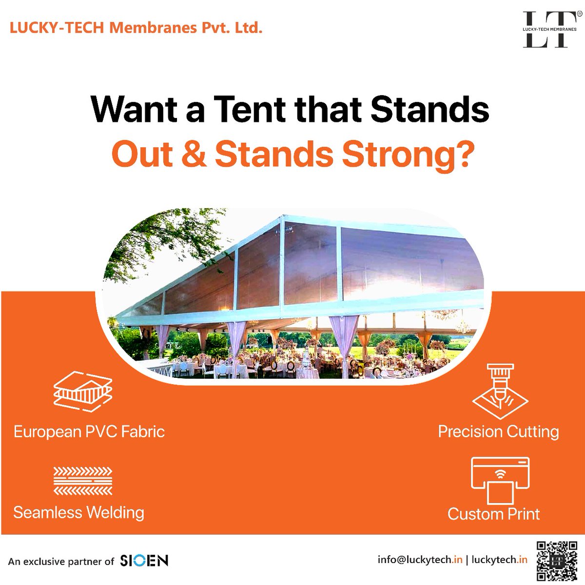 LUCKYTECH_LT's tweet image. Want a tent that stands out &amp;amp; stands strong?
- European PVC Fabric
- Seamless Welding
- Custom Print
- Precision Cutting

Build bold with LUCKY-TECH
📞 Contact us:
📧 info@luckytech.in
📝 zfrmz.com/zttMwR98Sqp92x…

#TentDesign #EventTents #LuckyTech #PVCFabric #SioenPartner