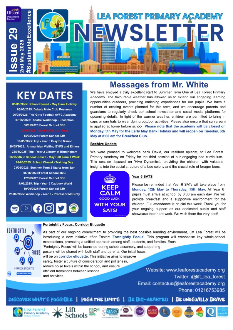 Our latest Lea Forest newsletter is available to download from the school website: Click the link below for your copy.

drive.google.com/file/d/1Xuuzrm…

You can also sign up to our mailing list to receive a copy via email.

sites.google.com/aetinet.org/le…