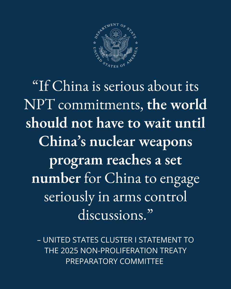 Yesterday, Acting Deputy Assistant Secretary Matthew Sharp took the floor at the #UN to deliver the United States' cluster 1 statement to the third #NPTPrepCom.  Read it here:  state.gov/2025-preparato…