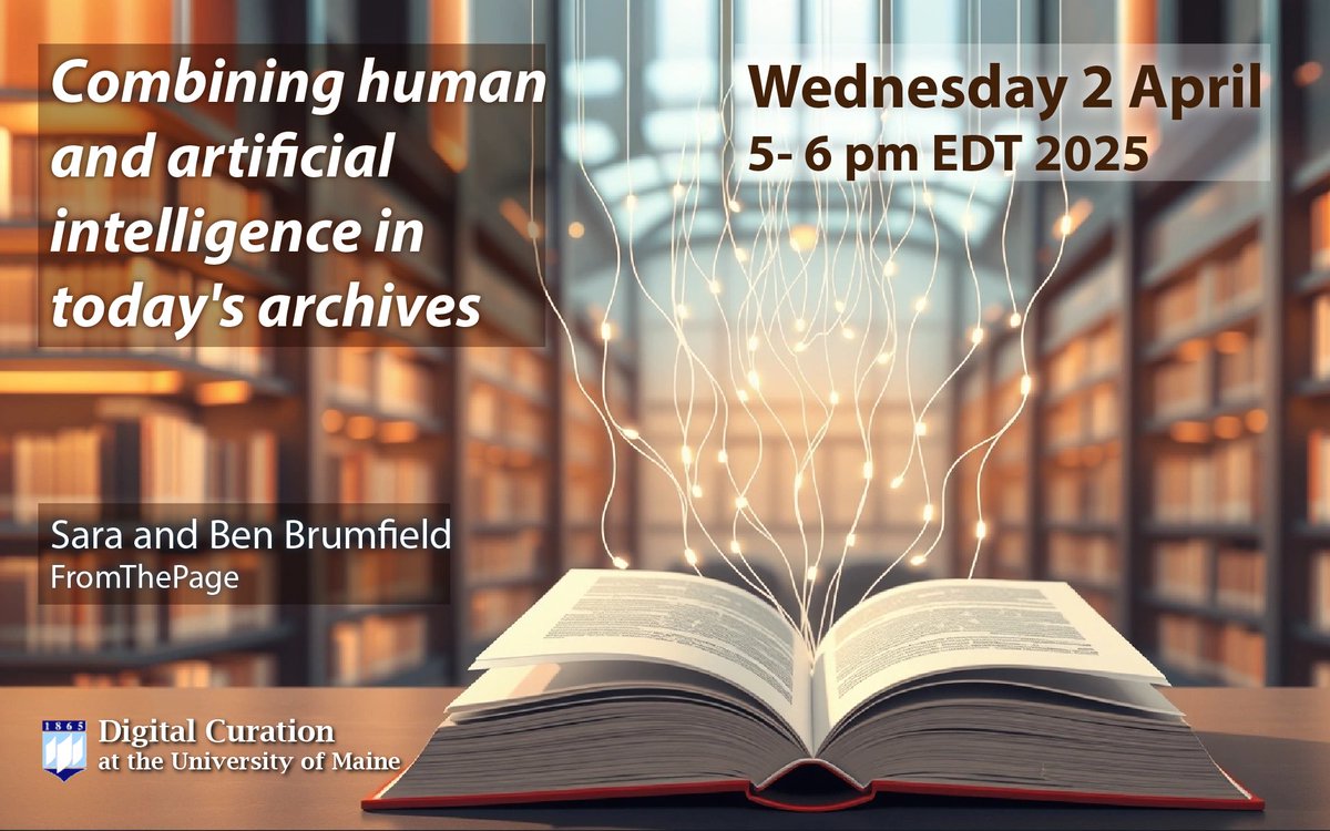 Jon Ippolito (🦋 @jonippolito.net) (@jonippolito) on Twitter photo Can AI erase the tedium of managing digital collections without also erasing what makes them distinctive? Find out in this recording of last month's webinar with Sara and Ben of <a href="/_FromThePage_/">FromThePage</a> , who explore the good, bad, and ugly of AI in archives digitalcuration.umaine.edu/teleconference… 🐘♻️ Can AI erase the tedium of managing digital collections without also erasing what makes them distinctive? Find out in this recording of last month's webinar with Sara and Ben of <a href="/_FromThePage_/">FromThePage</a> , who explore the good, bad, and ugly of AI in archives digitalcuration.umaine.edu/teleconference… 🐘♻️