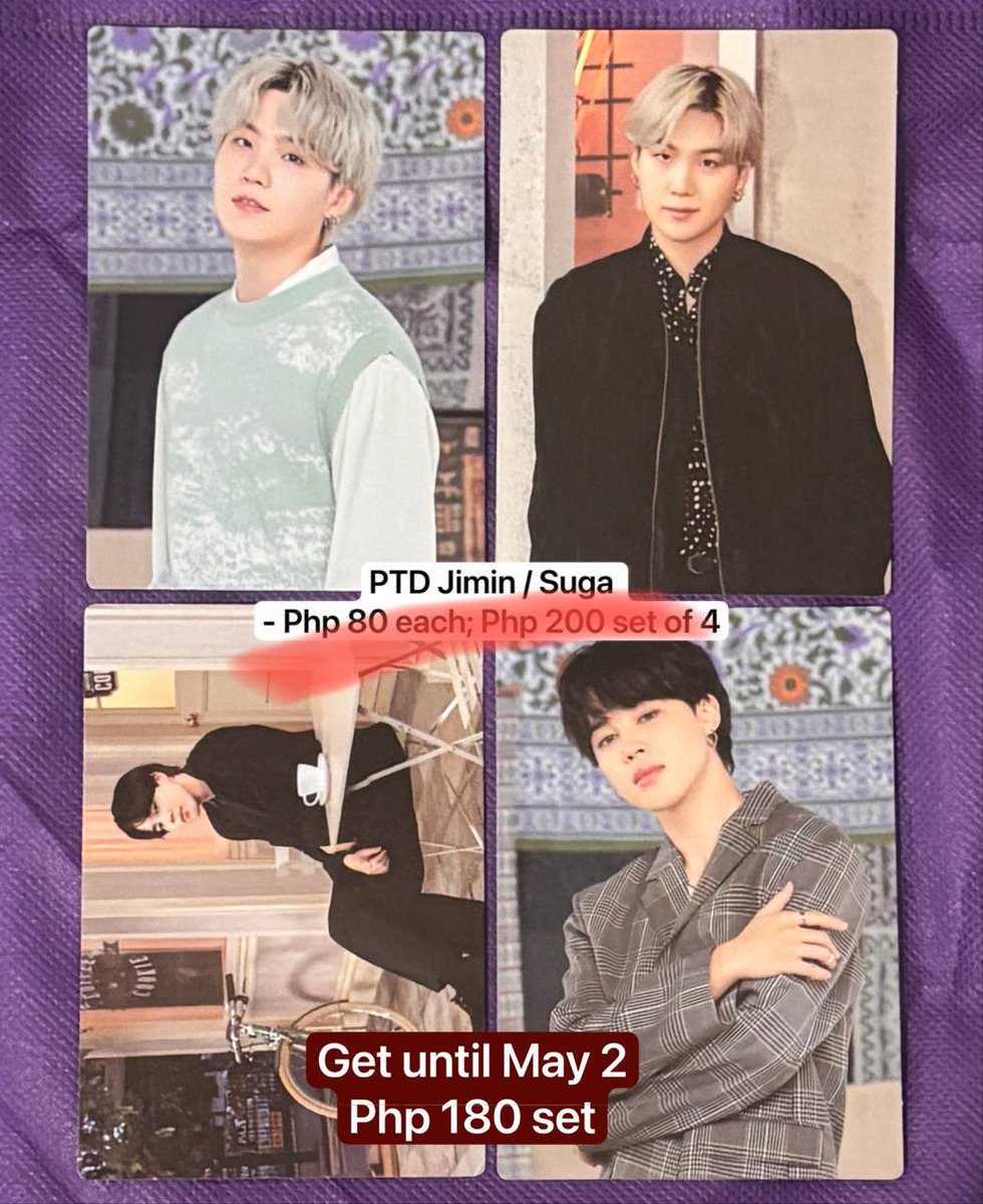 francesssb's tweet photo. wts lfb bts ph ❤️

FOR SALE bt21 photocards
rfs: decluttering

*see prices on photos
*shipping from qc
*mop: gcash / bank transfer
*mod: j&amp;t, ggx, sdd

bts ph photocard postcard rm jin suga jhope jimin v namjoon seokjin yoongi hoseok jimin taehyung jungkook https://t.co/fHo2uY4e9k