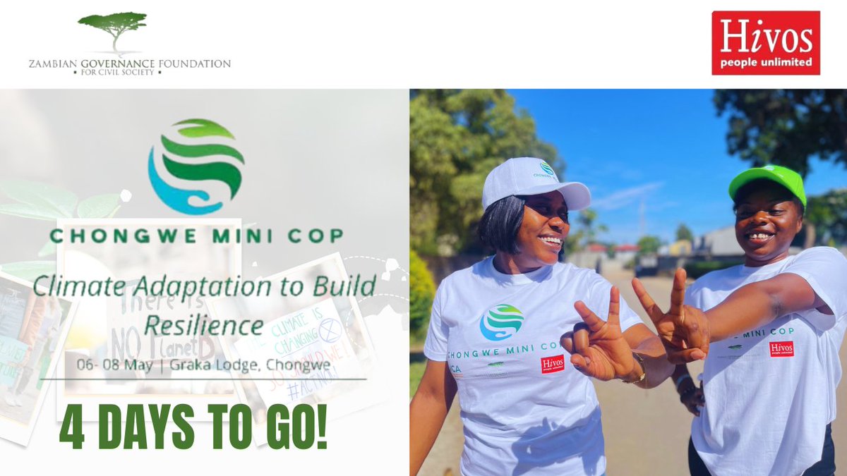 Day 4: The Future Is Rooted in Now
Only 4 days stand between us and a powerful gathering where ideas will grow, voices will rise and the seeds of climate justice will be planted.

 Are you ready to be part of it?

#4DaysToGo #MiniCOPChongwe #RootsOfChange #ClimateStartsHere