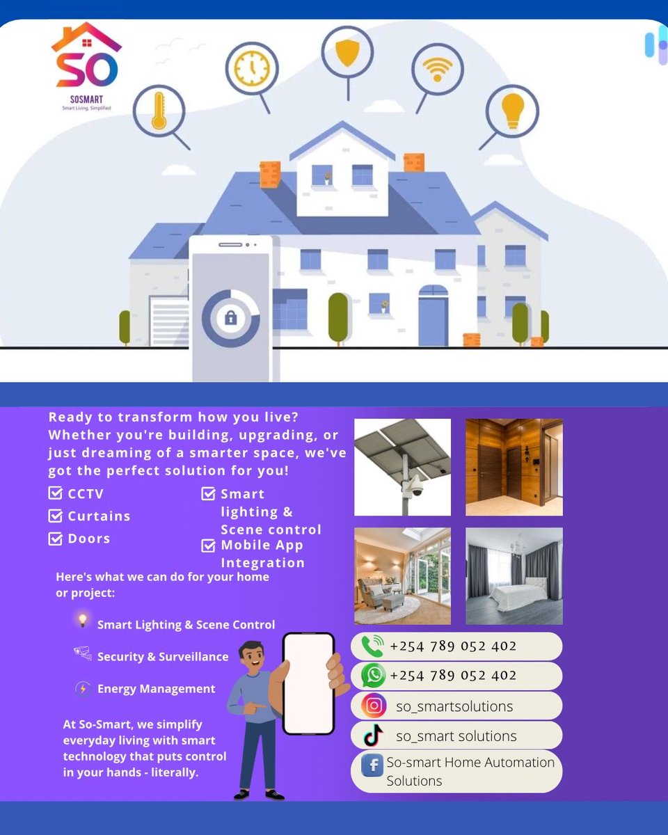 SoSmartHome's tweet image. Your home. Smarter. Safer. Simpler. 🏠💡
From security to smart lighting, we’re automating modern living in Kenya.
📲 Follow @SoSmartHome for updates &amp;amp; inspiration.
#SoSmartSolutions #HomeAutomation #TechInKenya #SmartLiving