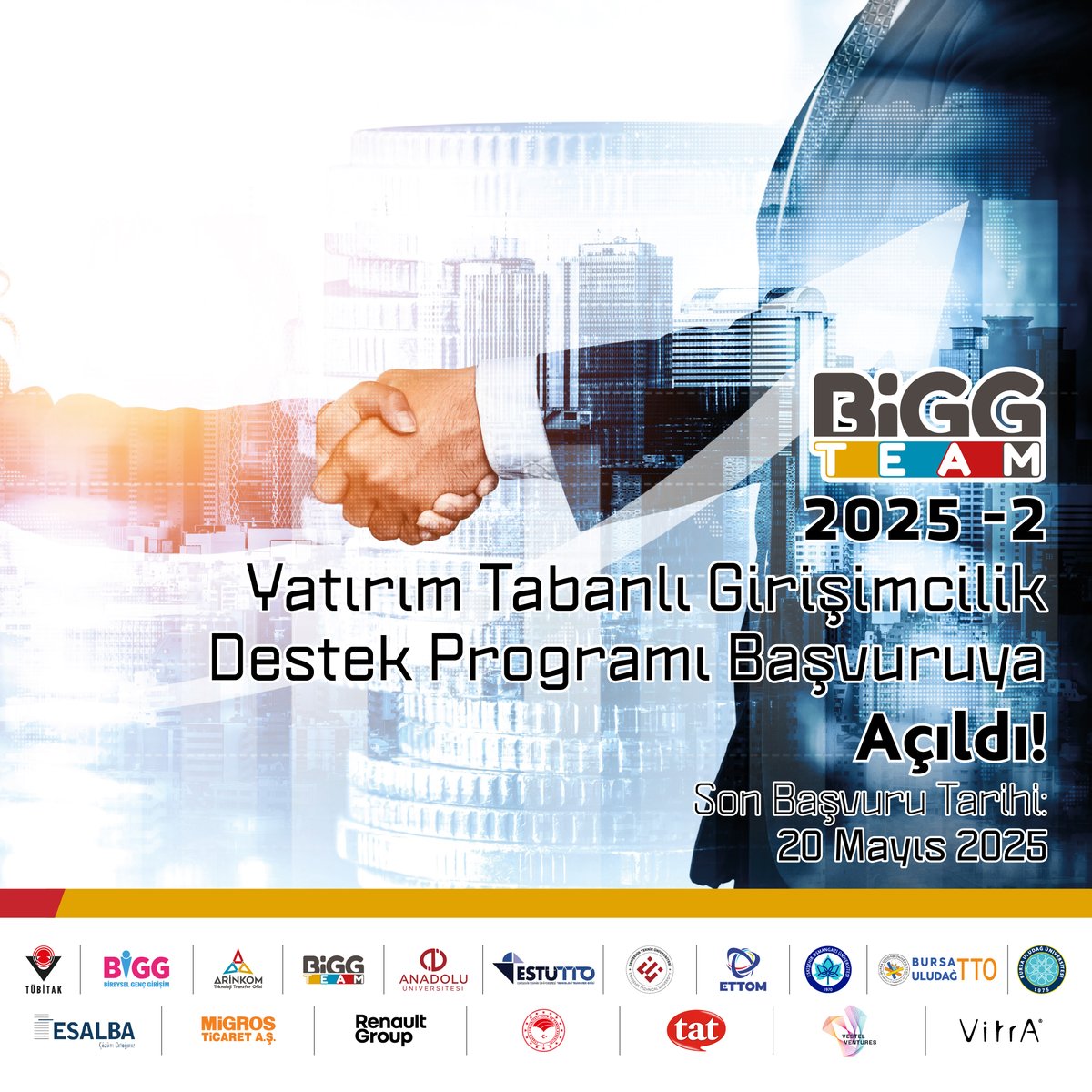 BİGG TEAM 2025-2 Çağrısı Başvuruları Başladı

📌 Son başvuru: 20 Mayıs 2025, saat 17.00

Başvuru Linki: docs.google.com/forms/d/e/1FAI…

🔍 Desteklenen tematik alanlar, başvuru koşulları ve yenilikler için detaylar: ulukoza.com/cagri-dokumanl…