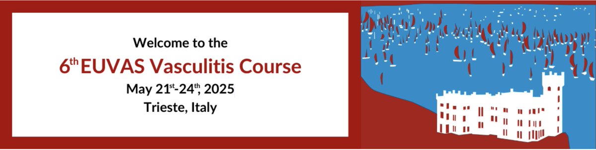 Interested in vasculitis? Don’t miss the 6th EUVAS Vasculitis Course! May 21–24, 2025. Trieste, Italy !
Stay up to date with the latest in vasculitis 

The  course is fully booked for onsite participation. But available online. – register today!
eventi.eve-lab.com/congresso.php?…