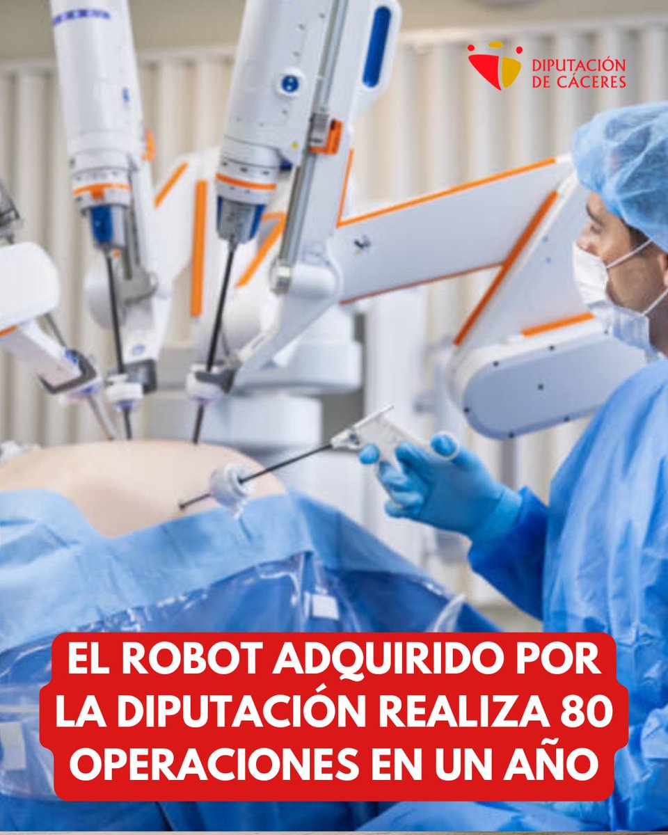 DiputacionCC's tweet photo. 👨🏻‍⚕️🏥 El robot HUGO, financiado por @DiputacionCC con 1,8 M€ realiza 80 operaciones en un año 🧔🏻‍♂️ El presidente @mamorale44 celebra el éxito de esta inversión que garantiza una sanidad pública de calidad y lamenta que @Junta_Ex no reconozca el esfuerzo inversor de la Diputación. https://t.co/I1SppQrpQa